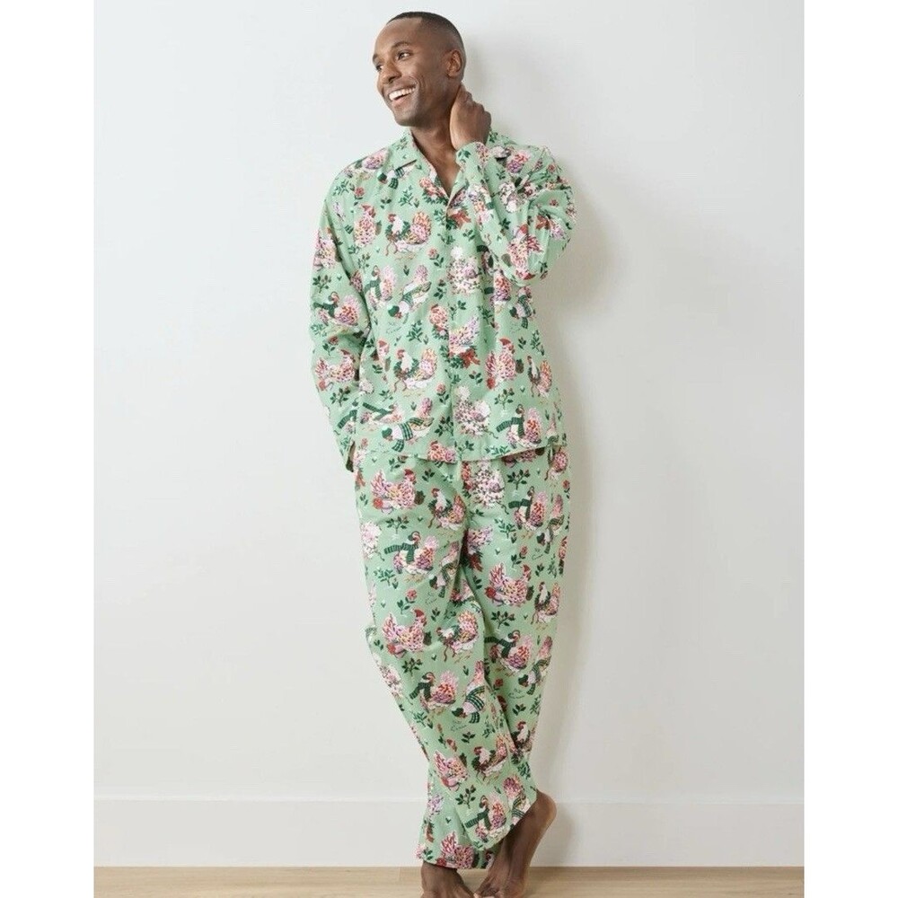 Printfresh Men’s Pajama Set Holiday Hens Chicken Print Size XL